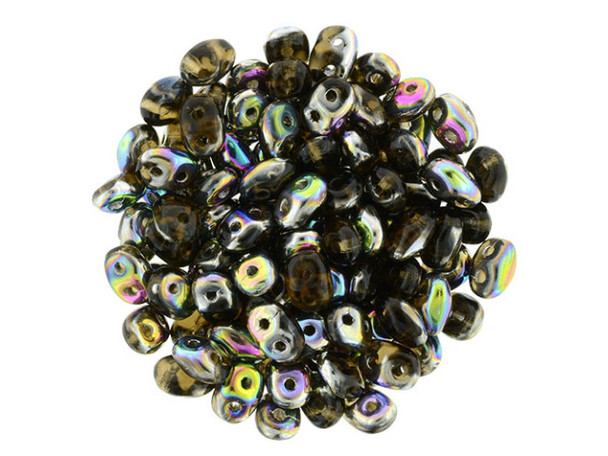 Matubo SuperDuo 2 x 5mm Smoky Topaz - Vitral 2-Hole Seed Bead 2.5-Inch Tube