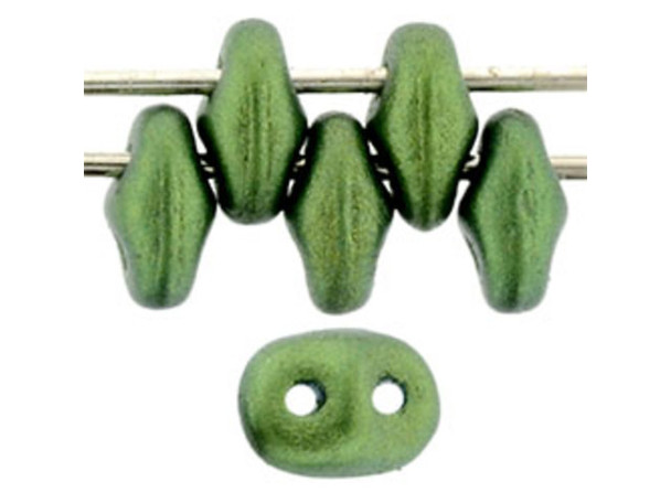 Matubo SuperDuo 2 x 5mm Green Gold Shine 2-Hole Seed Bead 2.5-Inch Tube