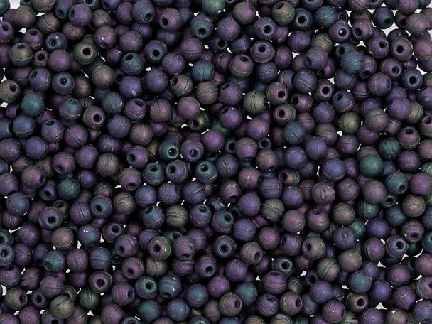 Czech Glass Half-Drilled 2mm Finial Bead - Matte - Iris - Purple (2.5" Tube)