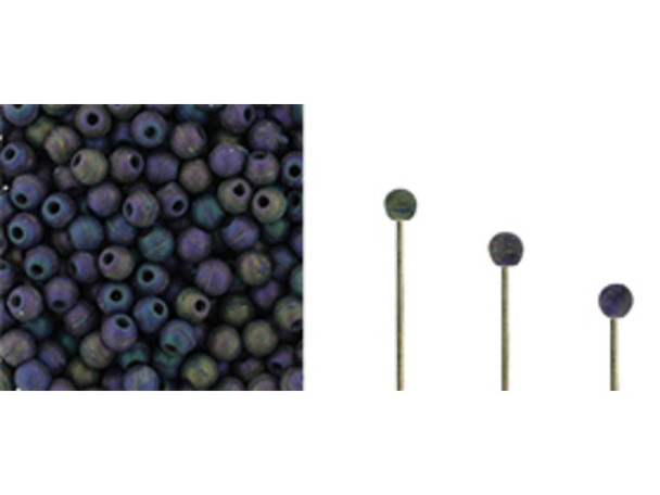 Czech Glass Half-Drilled 2mm Finial Bead - Matte - Iris - Purple (2.5" Tube)