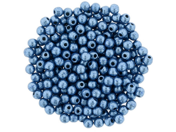 Czech Glass Half-Drilled 2mm Finial Bead - ColorTrends: Saturated Metallic Little Boy Blue (2.5" Tube)