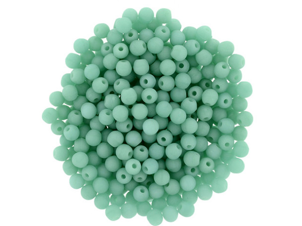 Czech Glass Half-Drilled 2mm Finial Bead - Matte - Turquoise (2.5" Tube)