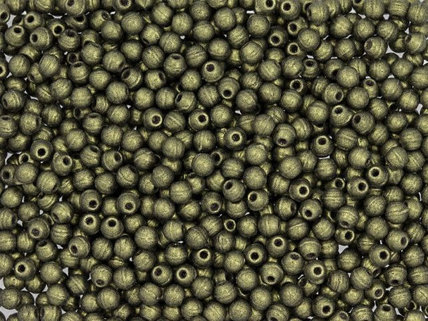 Czech Glass Half-Drilled 2mm Finial Bead - Metallic Suede - Gold (2.5" Tube)