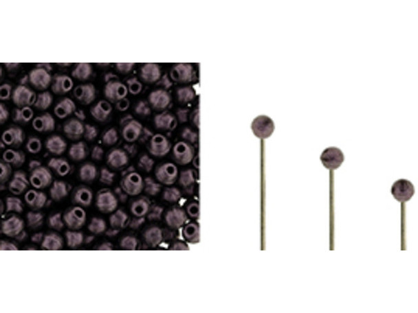 Czech Glass Half-Drilled 2mm Finial Bead - Metallic Suede - Pink (2.5" Tube)