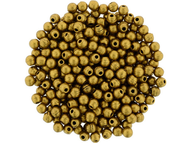 Czech Glass Half-Drilled 2mm Finial Bead - Matte - Metallic Antique Gold (2.5" Tube)