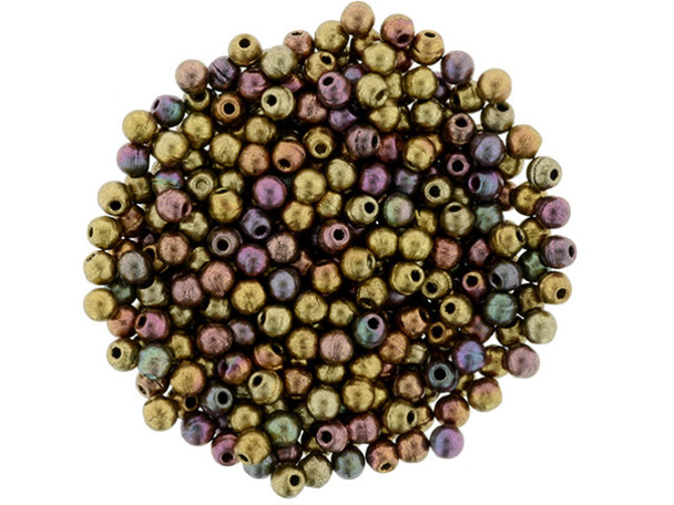Czech Glass Half-Drilled 2mm Finial Bead - Matte - Metallic Bronze Iris (2.5" Tube)