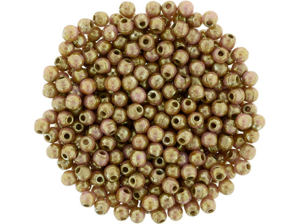 Czech Glass Half-Drilled 2mm Finial Bead - Luster - Opaque Rose/Gold Topaz (2.5" Tube)