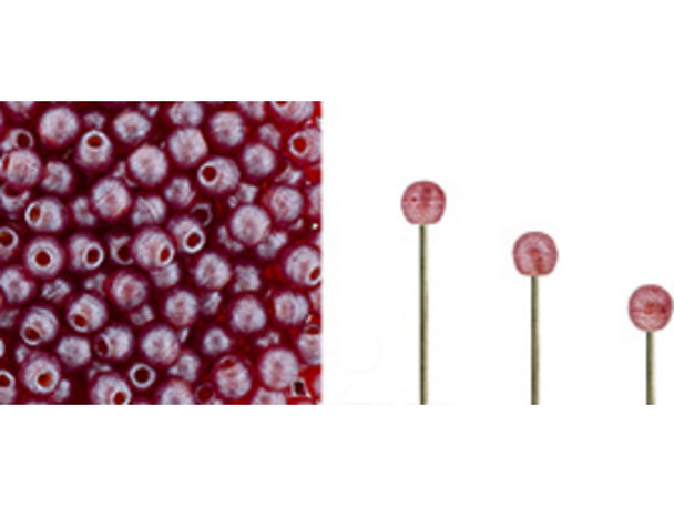 Czech Glass Half-Drilled 2mm Finial Bead - Metal Luster - Ruby (2.5" Tube)