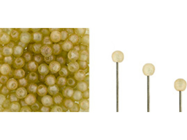 Czech Glass Half-Drilled 2mm Finial Bead - Peridot Antique Shimmer (2.5" Tube)