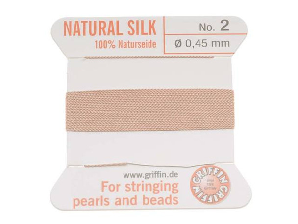 Griffin Silk Beading Cord & Needle Size 2 Light Pink