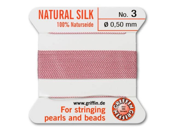 Griffin Bead Cord 100% Silk - Size 3 (0.50mm) Dark Pink