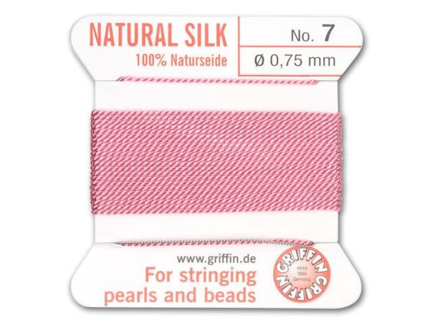 Griffin Bead Cord 100% Silk - Size 7 (0.75mm) Dark Pink