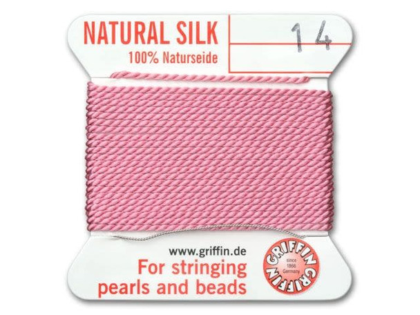 Griffin Bead Cord 100% Silk - Size 14 (1.02mm) Dark Pink