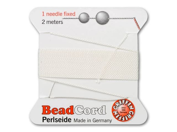 Griffin Bead Cord 100% Silk - Size 3 (0.50mm) White Griffin Bead Cord 100% Silk - Size 3 (0.50mm) White