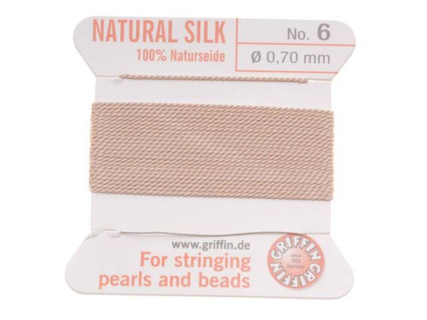 Griffin Silk Beading Cord & Needle Size 6 Lt Pink