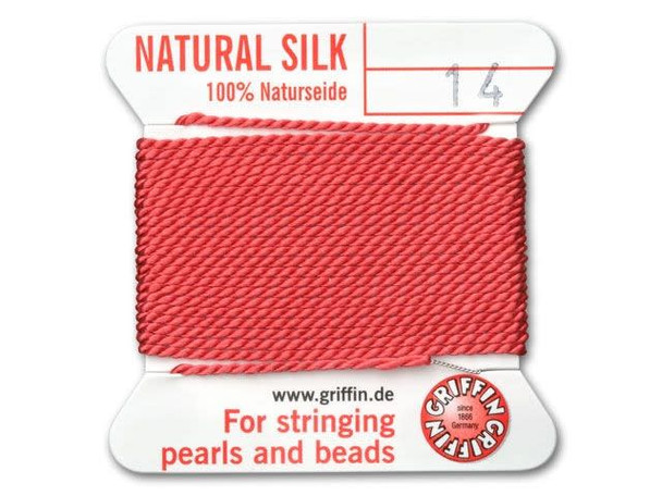 Griffin Bead Cord 100% Silk - Size 14 (1.02mm) Coral