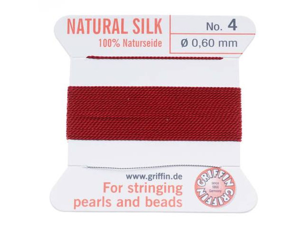 Griffin Silk Beading Cord & Needle Size 4 Garnet Red Griffin Silk Beading Cord & Needle Size 4 Garnet Red