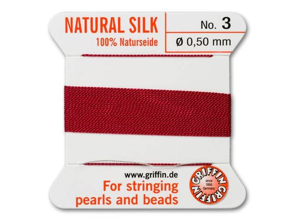 Griffin Bead Cord 100% Silk - Size 3 (0.50mm) Garnet