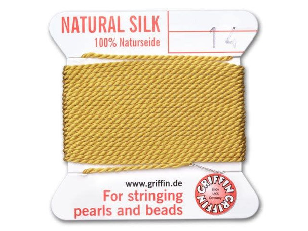 Griffin Bead Cord 100% Silk - Size 14 (1.02mm) Amber