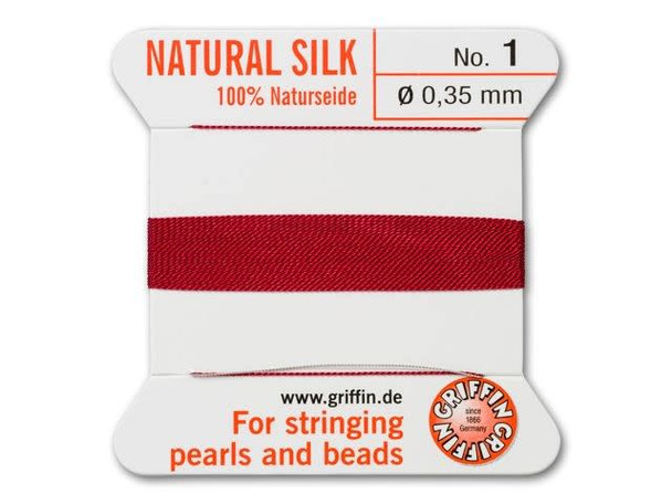 Griffin Bead Cord 100% Silk - Size 1 (0.35mm) Garnet