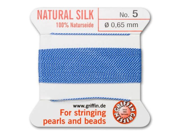 Griffin Bead Cord 100% Silk - Size 5 (0.65mm) Blue