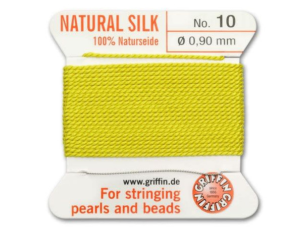 Griffin Bead Cord 100% Silk - Size 10 (0.90mm) Yellow