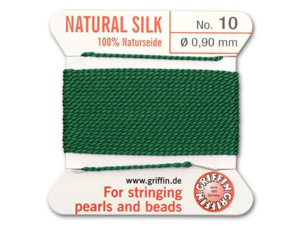 Griffin Bead Cord 100% Silk - Size 10 (0.90mm) Green - Rings & Things