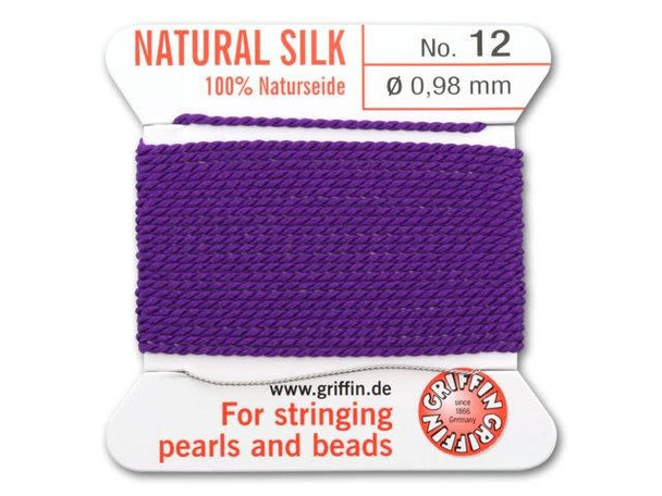 Griffin Bead Cord 100% Silk - Size 12 (0.98mm) Amethyst