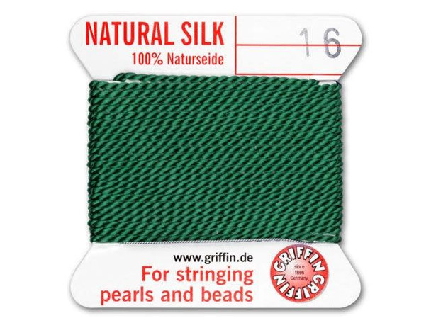 Griffin Bead Cord 100% Silk - Size 16 (1.05mm) Green