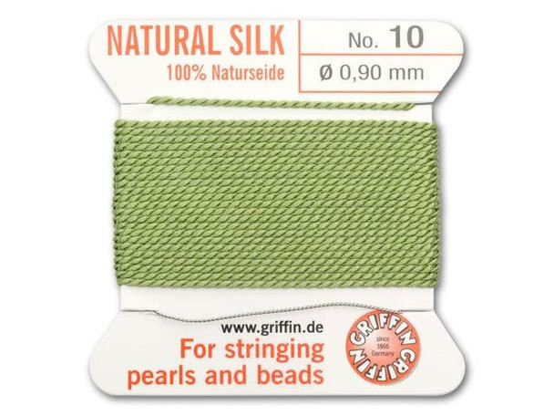 Griffin Bead Cord 100% Silk - Size 10 (0.90mm) Jade Green