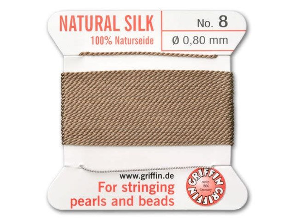 Griffin Bead Cord 100% Silk - Size 8 (0.80mm) Beige