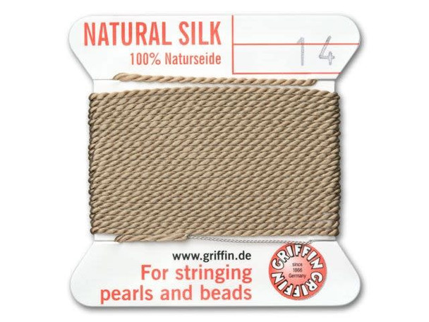 Griffin Bead Cord 100% Silk - Size 14 (1.02mm) Beige