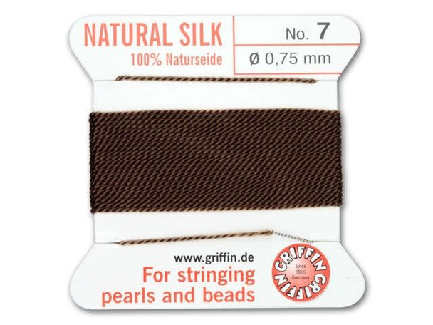 Griffin Bead Cord 100% Silk - Size 7 (0.75mm) Brown