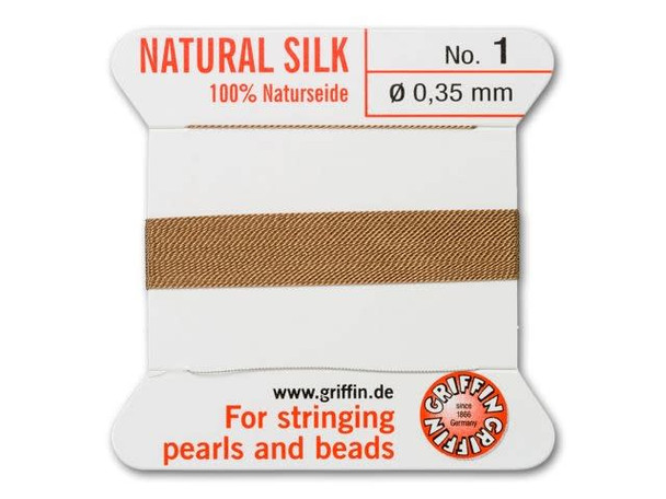 Griffin Bead Cord 100% Silk - Size 1 (0.35mm) Beige Griffin Bead Cord 100% Silk - Size 1 (0.35mm) Beige
