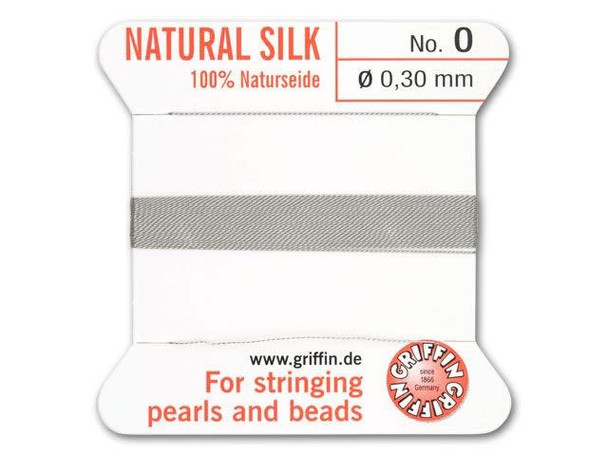 Griffin Bead Cord 100% Silk - Size 0 (0.30mm) Grey