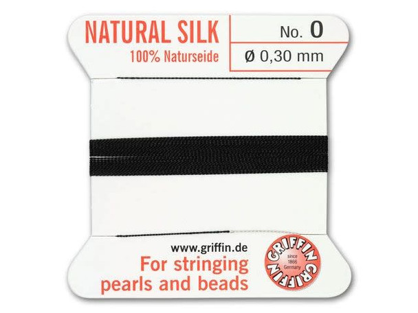 Griffin Bead Cord 100% Silk - Size 0 (0.30mm) Black