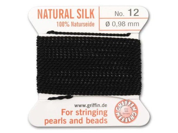 Griffin Bead Cord 100% Silk - Size 12 (0.98mm) Black