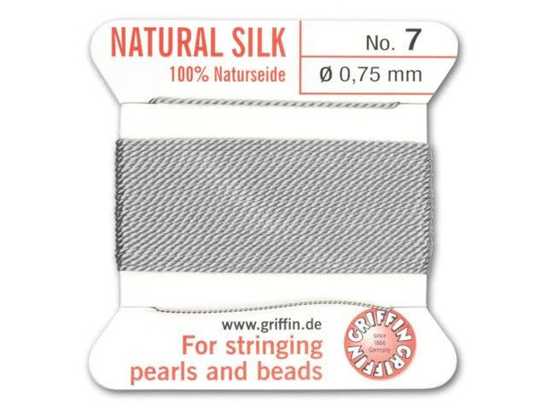 Griffin Bead Cord 100% Silk - Size 7 (0.75mm) Grey