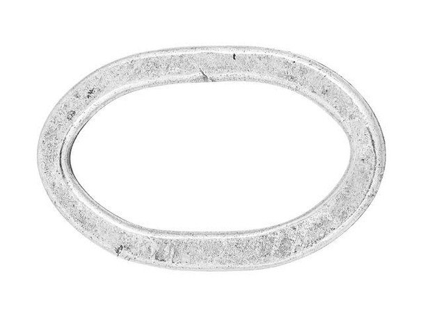 Nunn Design Antique Silver-Plated Pewter Small Flat Oval Hoop