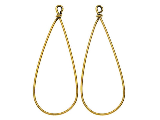 Nunn Design Antique Gold-Plated Brass Large Wire Frame Drop Pendant (1 Pair)