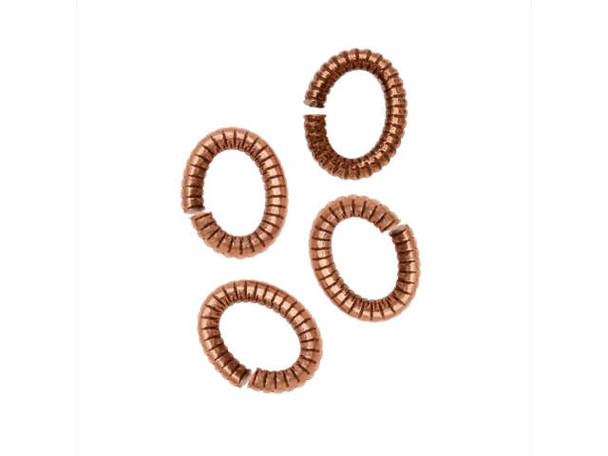 Nunn Design Antique Copper-Plated 6mm Textured Oval Jump Ring (10 Pieces)