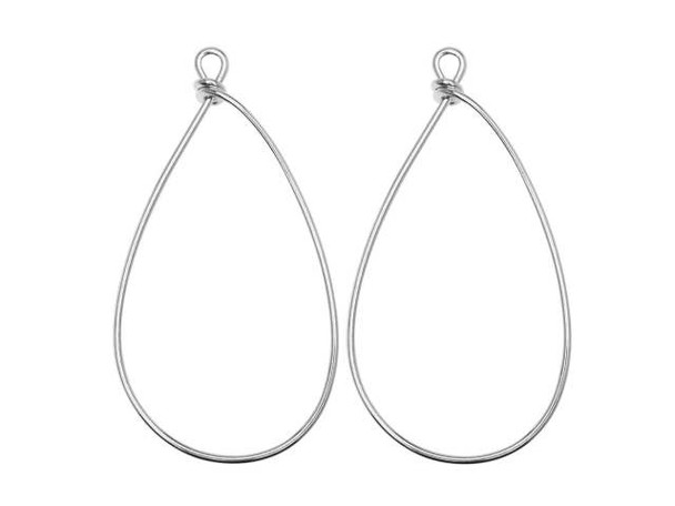 Nunn Design Silver-Plated Brass Large Wire Frame Pear Pendant (2 Pieces)