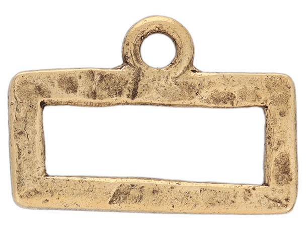 Nunn Design Antique Gold Hoop Hammered Mini Rectangle Horizontal Single Loop