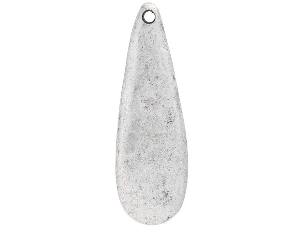 Let your style shine with this Nunn Design pendant. This pendant features an elegant and elongated teardrop shape. The front surface features a textured dimension, for a handmade, artisan look. The back of this pendant is flat. Display this pendant as it is in your designs, or customize it with metal stamping or by adding epoxy clay, resin, and more. The hole at the top of this pendant makes it easy to add to designs. Use it at the center of a necklace design. It features a versatile silver shine. Hole Size 1.63mm/14 gauge, Length 41mm, Width 13.5mm