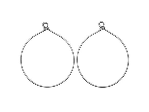 Nunn Design Antique Silver-Plated Brass Large Wire Frame Hoop Pendant (1 Pair)