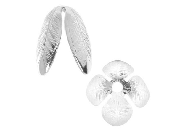 Nunn Design Silver-Plated Brass 14mm Grande Leaf Bead Cap (2 Pieces)