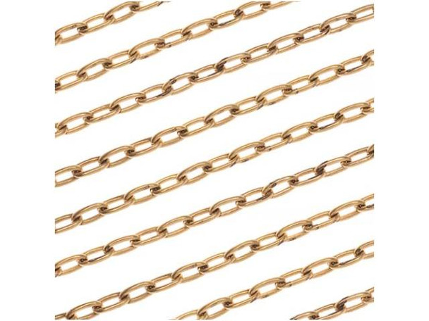 Nunn Design Antiqued Gold Plated 2.3mm Oval Cable Chain by the Foot