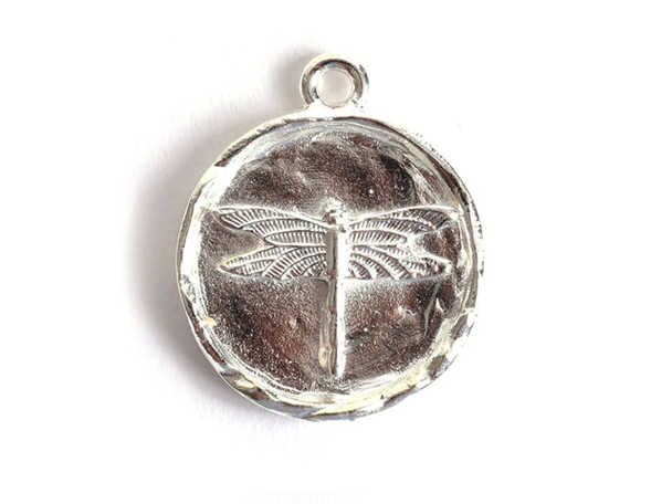 Nunn Design Silver-Plated Pewter Small Round Dragonfly Charm
