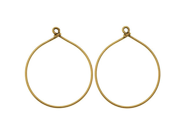 Nunn Design Antique Gold-Plated Brass Large Wire Frame Hoop Pendant (1 Pair)