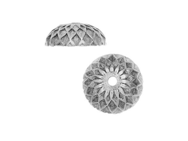 Nunn Design Antique Silver-Plated Brass 11.5mm Acorn Bead Cap (2 Pieces)